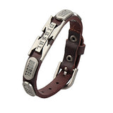 2019 Punk Black Brown PU Leather Bracelets Men Women Fashion Braid Stainless Steel Magnetic Clasp Wristband Bracelets Bangles